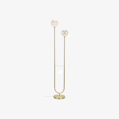 The Range Chessy Asymmetric Ribbed Glass Globe Gold Dual 2 Way Stem Floor Lamp - Gold