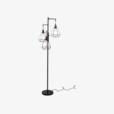The Range Modern Industrial Style 3-Head Floor Lamp with Irregular Shade - Black