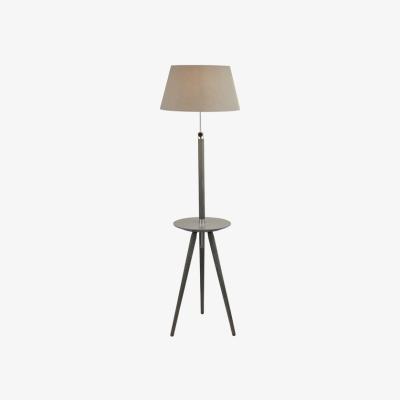 The Range Light Wood, Grey Table And Chrome Metalwork Floor Lamp - Grey