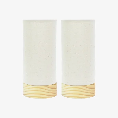 The Range Pair of Elsa Wooden Table Lamp - Natural / Fabric / Bulb Not Included