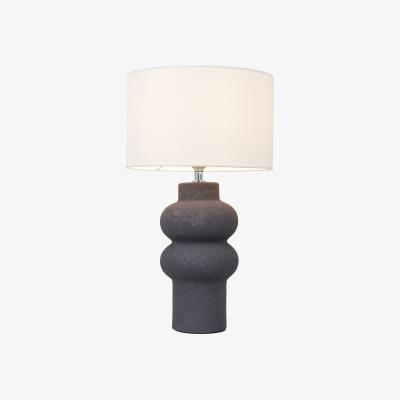 The Range Earl 1 Light Ceramic Light Table Lamp with White Shades - Grey