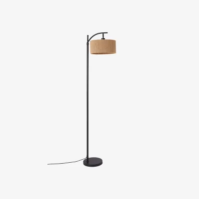 The Range Vintage Rattan Floor Lamp with Woven Lampshade - Neutral