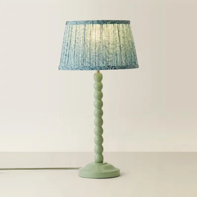 The Range Bobbins Pastel Table Lamp with Pleated Shade - Sage Green / WoodFabric / FabricWood / Leaf / No