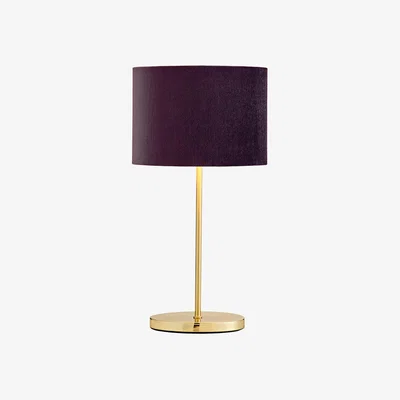 The Range Table Lamp with Oval Velvet Shade - Maroon, Brass