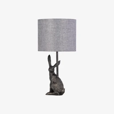 The Range Henrietta Table Lamp With Shade - Antique Gold Resin And Grey Linen