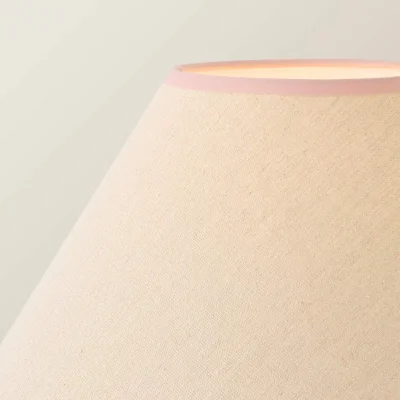 The Range Bobbin Walnut Floor Lamp Linen Trim Shade Bobble Floor Lamp - Pink Trim / No - Walnut