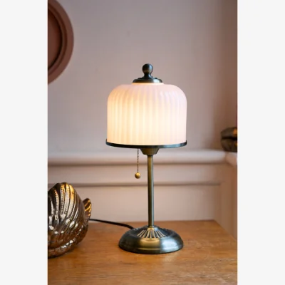 Rockett St George Vintage Pink Fluted Glass Table Lamp