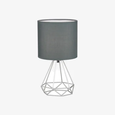 The Range Christie Table Lamp With Shade - Silver And Grey Cotton