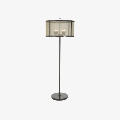 The Range Hampstead Black Finish Floor Lamp With Gauze Shade - Black