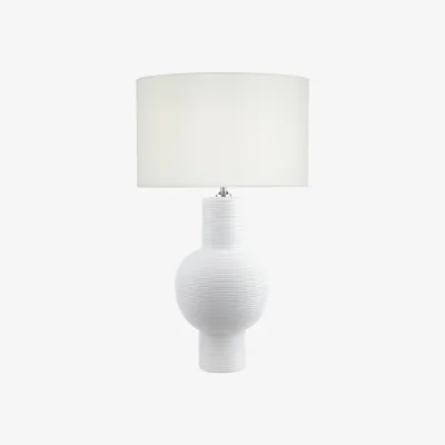 The Range Kiara Table Lamp White Ceramic With Linen Shade
