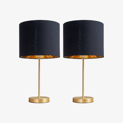 The Range Charlie Single Stem Table Lamps - Set of 2 - Gold / Black/Gold Shades