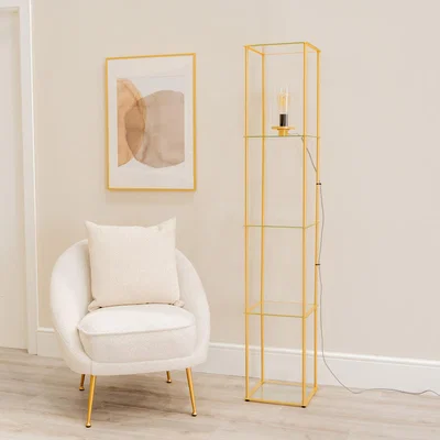 The Range Gobie Glass Storage Shelf Floor Lamp - Gold / Without Bulb