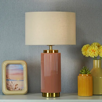 The Range Clara Ribbed Table Lamp - Pink