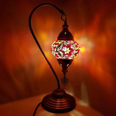 The Range Turkish Moroccan Table Desk Lamp Mosaic Glass CE - Style -12 - Purple