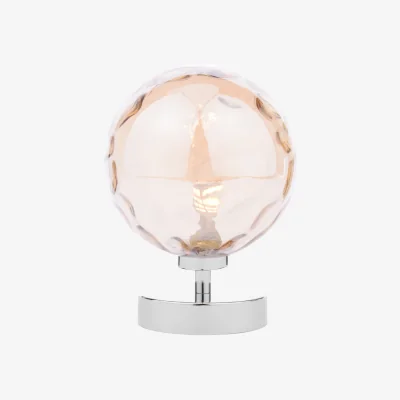 The Range Esben Touch Table Lamp Polished Chrome Amber Glass