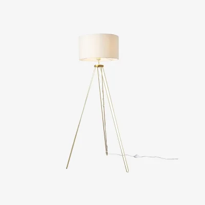 The Range Aero Polished Gold Floor Lamp Natural Shade - Neutral / Yes - Cream