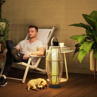 The Range Outsunny Solar Garden Rattan Floor Lamp with Auto OnOff LED - Grey