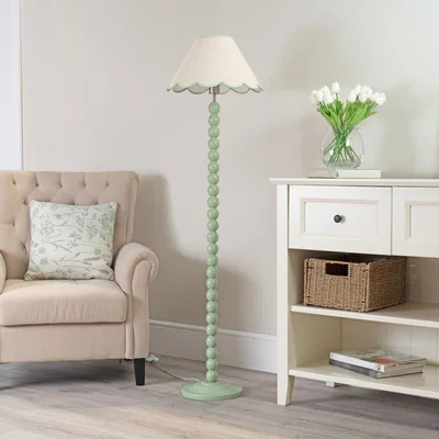 The Range Bobbins Sage Floor Lamp with Scallop Tapered Shade - Green