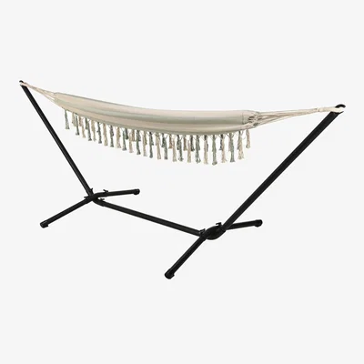 The Range Striped Hammock with Heavy-Duty Steel Stand - Green / White