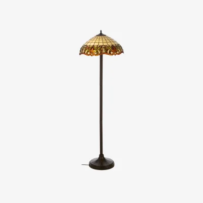 The Range Wisteria Tiffany Umbrella Shade Floor Lamp - Brown