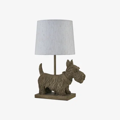 The Range Bonnie Table Lamp With Shade - Natural Painted Resin And Oatmeal Linen
