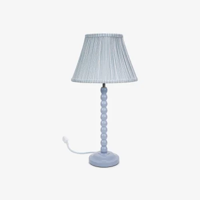 The Range Bobbins Powder Blue Table Lamp with Tapered Fabric Pleated Shade and LED Bulb - Blue