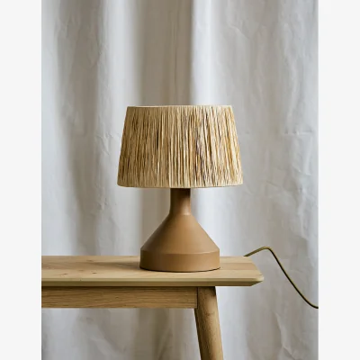Rose & Grey Small Natural Table Lamp with Raffia Shade