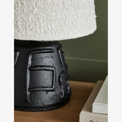Rose & Grey Monochrome Table Lamp With Boucle Lampshade