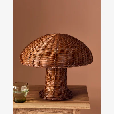 Rose & Grey Retro Rattan Table Lamp