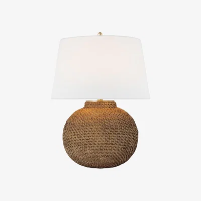 Tobias Oliver Visual Comfort | Marie Flanigan | Avedon Small Table Lamp | Natural Rattan