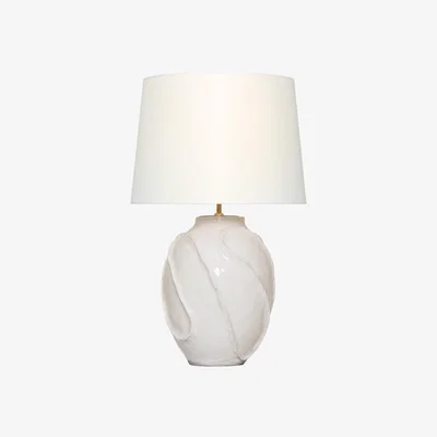 Tobias Oliver Visual Comfort | AERIN | Idalia 28 Sculpted Table Lamp | Glossy White Crackle