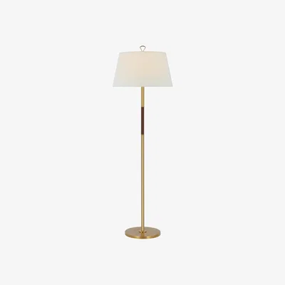 Tobias Oliver Visual Comfort | Griffin Large Floor Lamp | Antique Brass and Saddle Leather