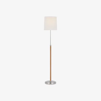 Tobias Oliver Visual Comfort | Bryant Wrapped Floor Lamp | Polished Nickel and Natural Leather