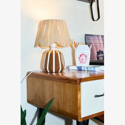 Urban Outfitters Bobbi Stripe Table Lamp - Brown ALL at Urban Outfitters