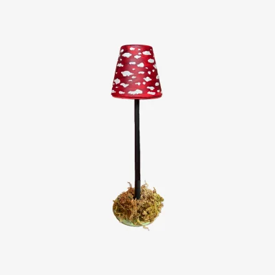 Wolf & Badger Red * Mushroom Table Led Lamp On A Moss Bed | Medium | Bell Hutley