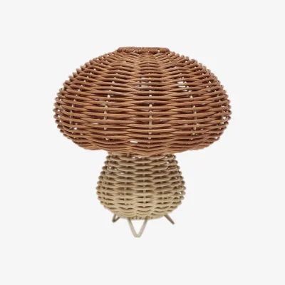 Westwing Handmade Rattan Mobile Table Lamp Mushroom