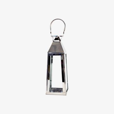 Dunelm Metal And Glass Lantern Silver