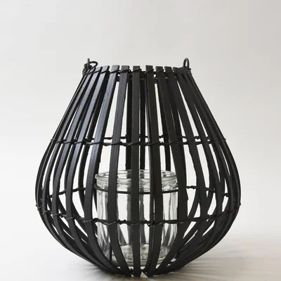 Dunelm Black Bamboo Lantern - Small Black