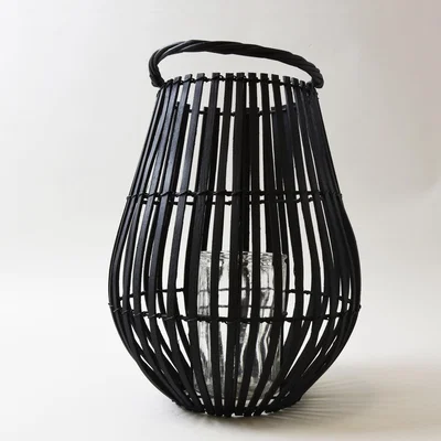 Dunelm Black Bamboo Lantern - Large Black