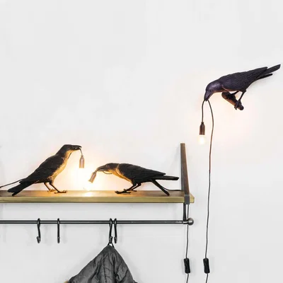 Graham & Green Black Waiting Crow Lamp