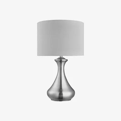 Downtown Searchlight Satin Silver Touch Lamp With White Shade