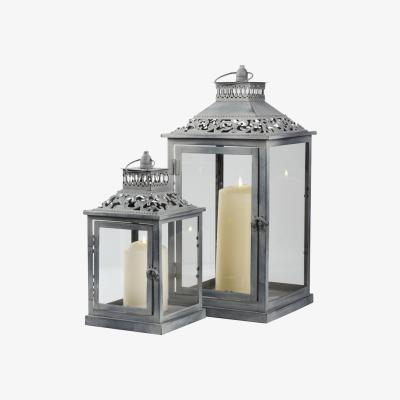 The Range Pack of 2 Washed Lanterns - Silver