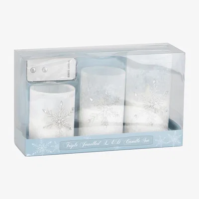 The Range Pack of 3 Snowflake LED Candles - White