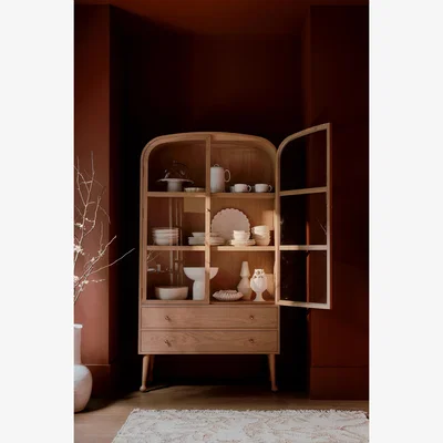 Anthropologie Moretti Oak Curio Cabinet