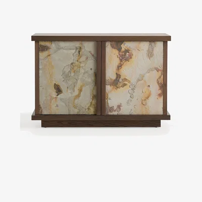 Anthropologie Slate Oak Wood Entryway Cabinet