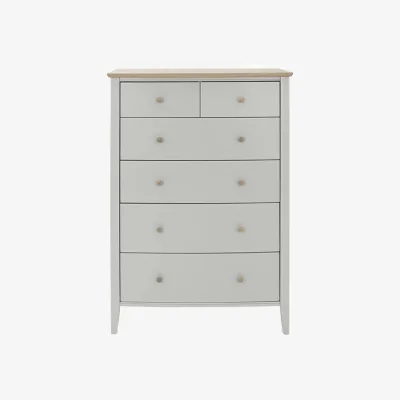 Arighi Bianchi Runswick Scandi Oak & Soft Grey 4&2 Drawer Chest