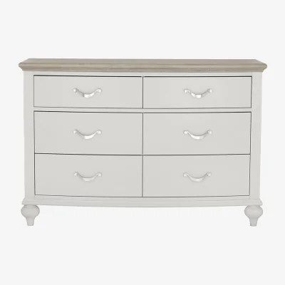 Arighi Bianchi Dieppe Washed Oak & Grey 6 Drawer Wide Chest