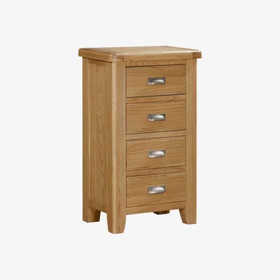 Barker and Stonehouse Raithwaite 4 Drawer Tall Chest 60x40x100cm, Brown Oak | Barker & Stonehouse