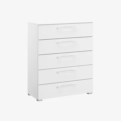 Barker and Stonehouse Kacey 5 Drawer Chest, White | Barker & Stonehouse