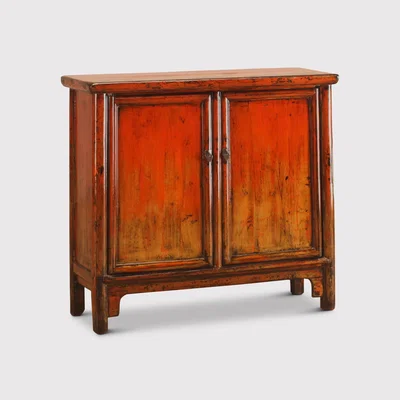 Barker and Stonehouse One of a Kind Song Cabinet With 2 Doors 100x40x93cm, Orange | Barker & Stonehouse